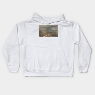 A View of Boppart, with Figures on the River Bank by J.M.W. Turner Kids Hoodie